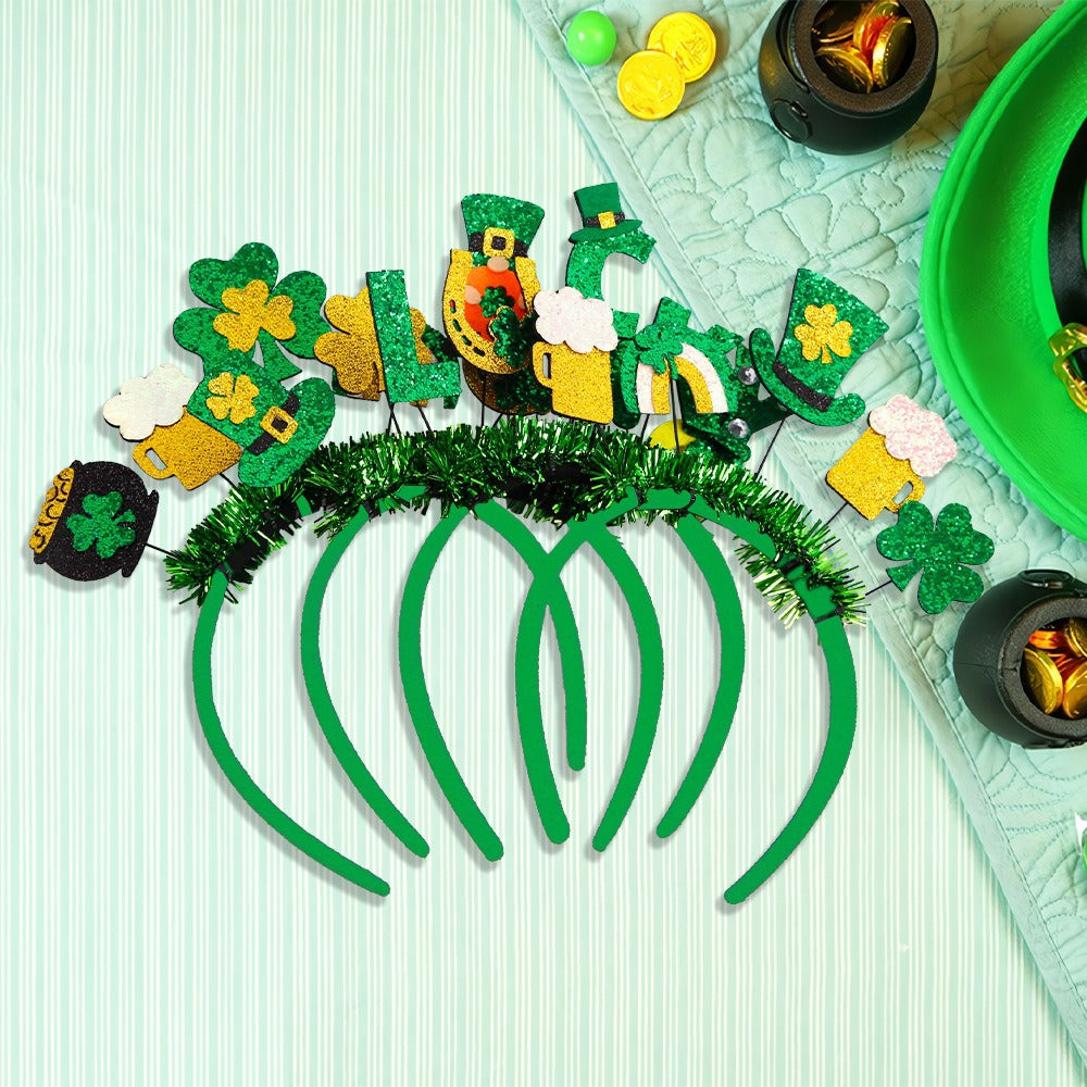 St. Patrick's Day Hairband - Festive Clover & Rainbow Party Headband