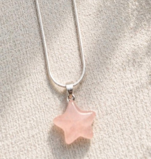 Rose Quartz Star Necklace – Love & Positivity Crystal Pendant