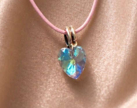 Crystal Heart Cord Necklace – Minimalist Love Pendant