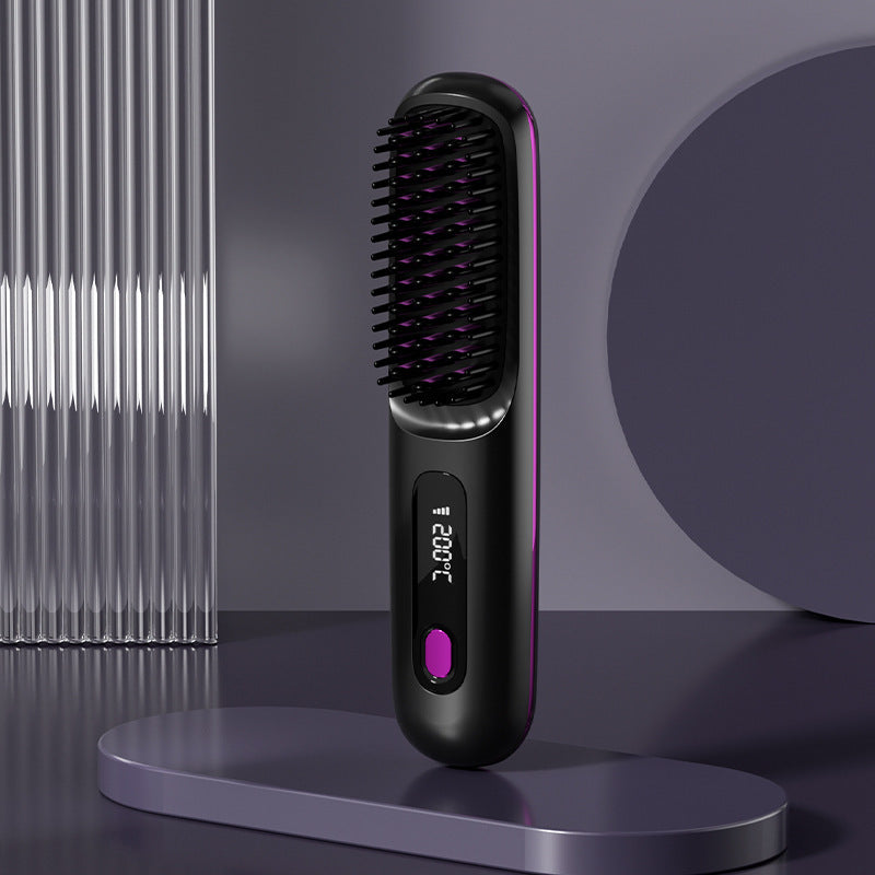Cordless Hair Straightening Comb – Ceramic Rechargeable Styling Brush