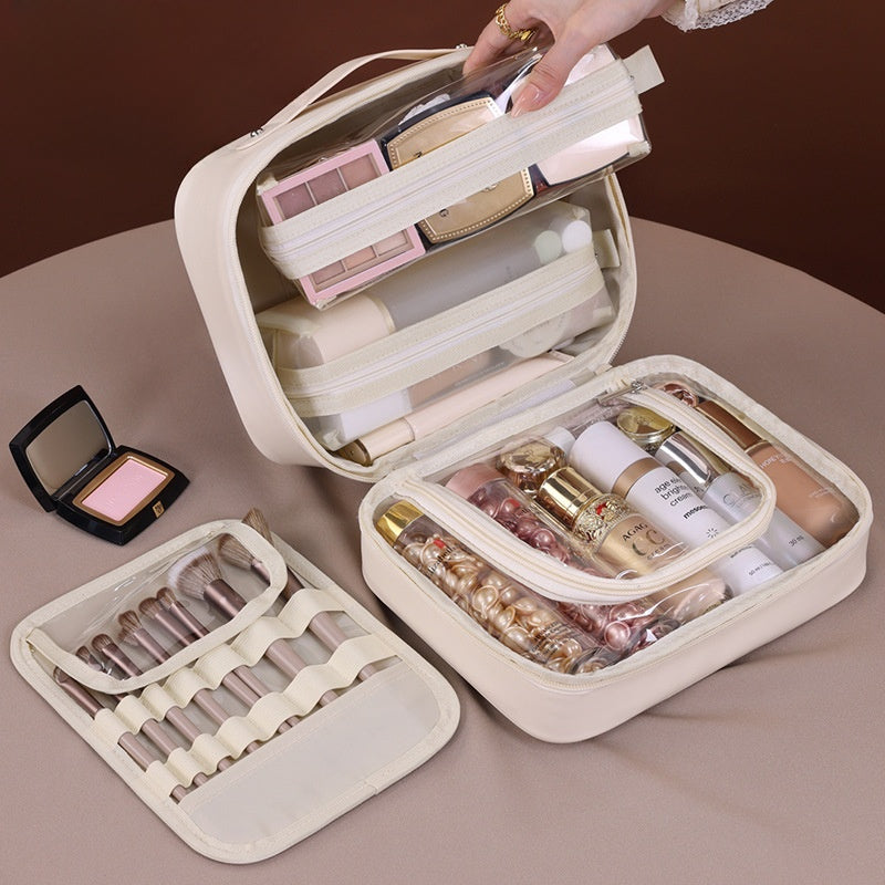 Large Capacity 5-in-1 Cosmetic Bag – Waterproof PU Makeup Organizer with Handle