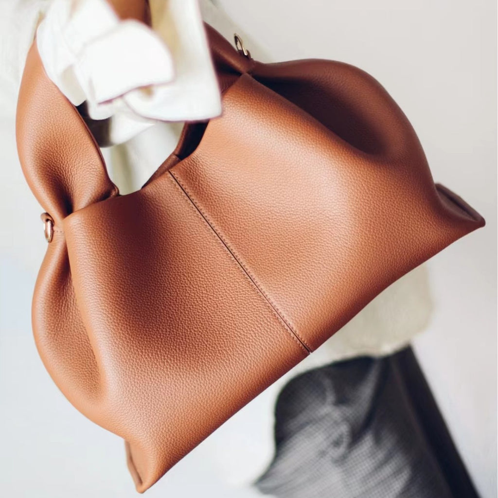 Genuine Leather Dumpling Cloud Bag – Versatile Crossbody & Shoulder Handbag