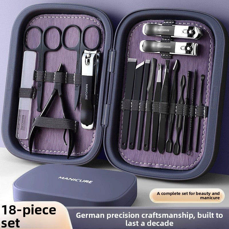 Stainless Steel Nail Clipper Set – Professional Manicure & Pedicure Grooming Kit with Storage Case