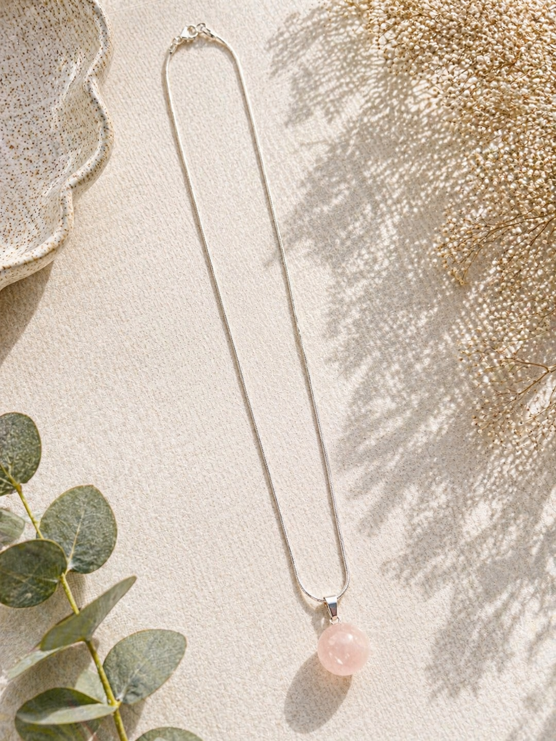 Rose Quartz Drop Necklace – Love & Emotional Healing Crystal Pendant