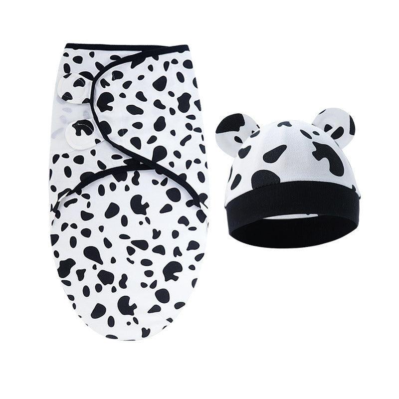 Pure Cotton Baby Swaddle Cocoon – Anti-Startle Newborn Sleep Wrap with Matching Hat