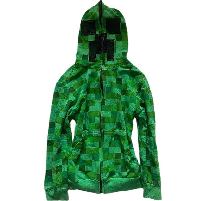 Minecraft Mob Plaid Hooded Zipper Jacket