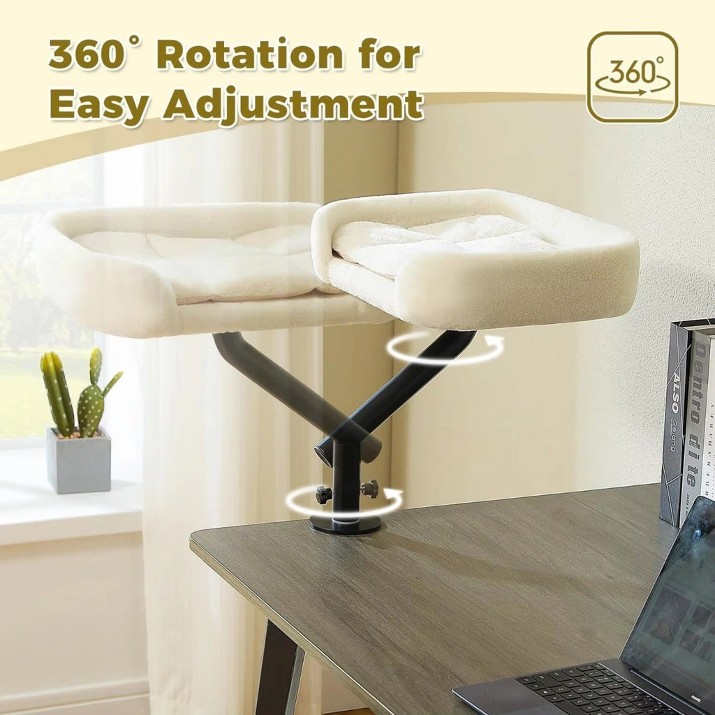 360° Rotating Cat Hammock – Adjustable Table-Mounted Cat Bed