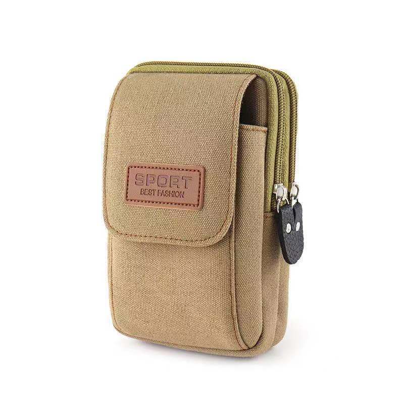 Multifunctional Canvas Waist Bag with Carabiner Clip