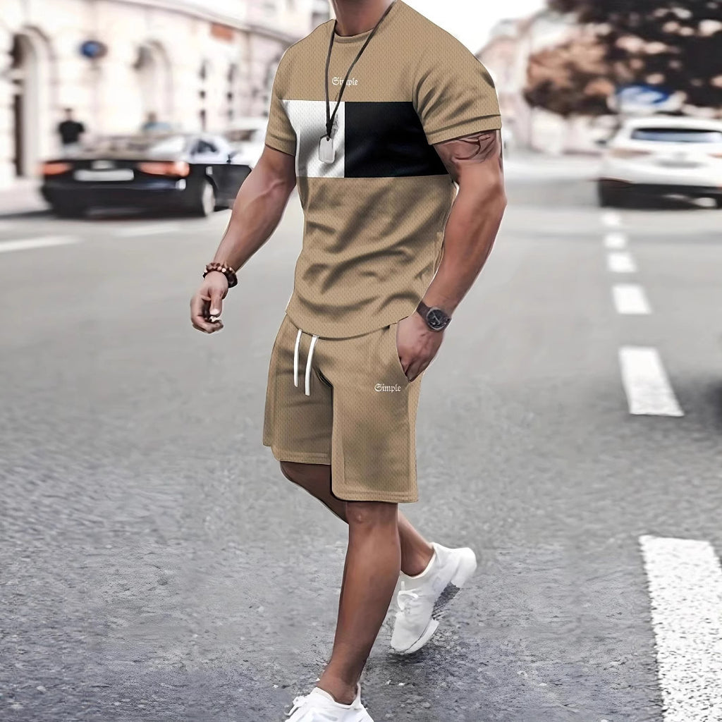 Men’s 3D Printed Summer 2-Piece Set – Short Sleeve T-Shirt & Casual Shorts Outfit
