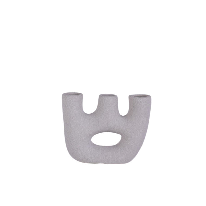 Nordic Wabi-Sabi Ceramic Vase – Matte Frosted Minimalist Decorative Ornament