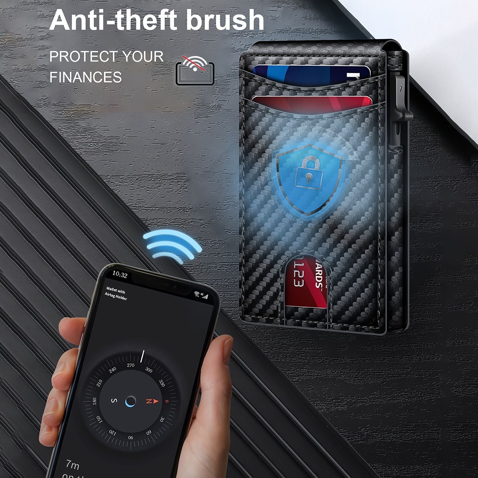 Carbon Fiber Style RFID Blocking Wallet – Slim Magnetic Bifold Card Holder