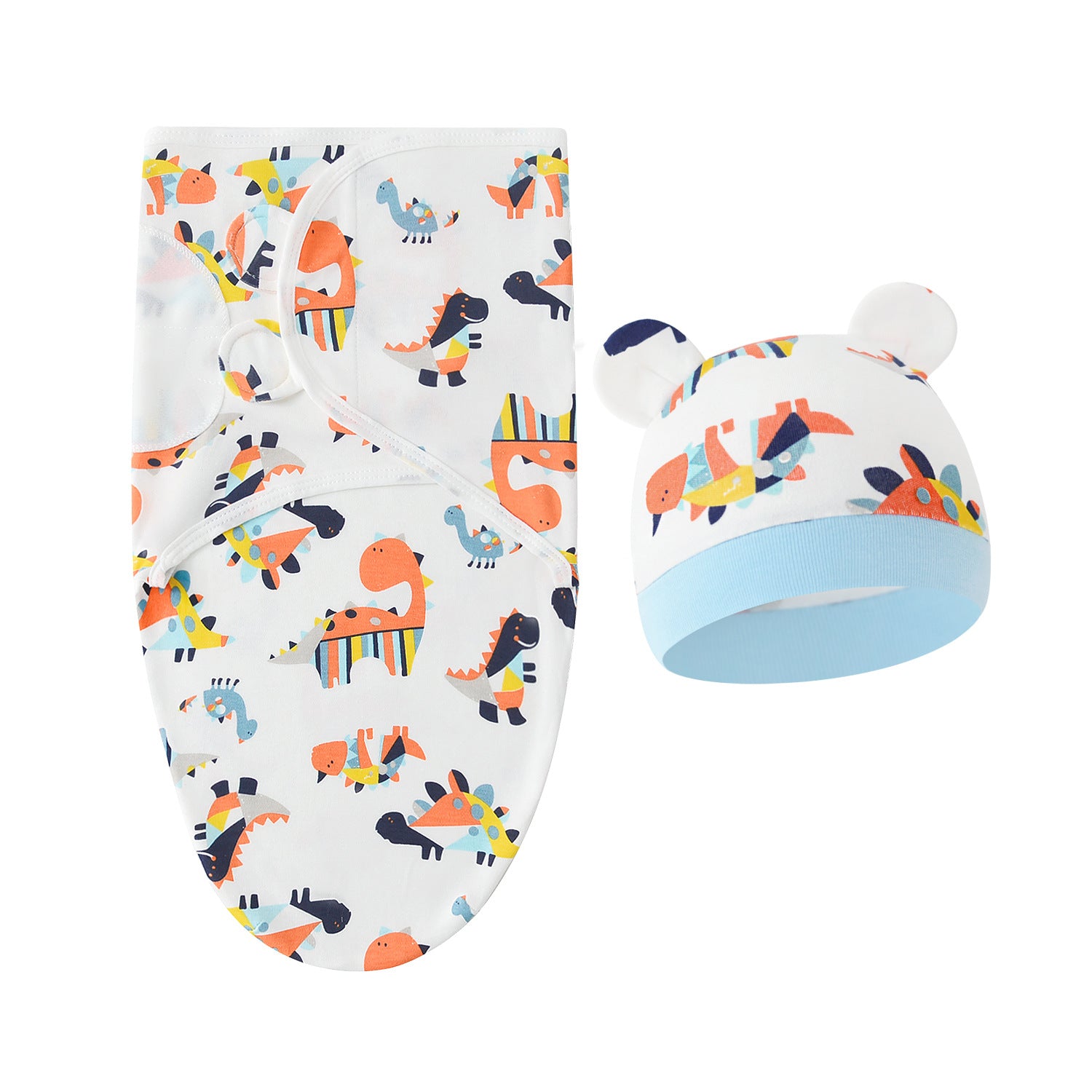 Pure Cotton Baby Swaddle Cocoon – Anti-Startle Newborn Sleep Wrap with Matching Hat