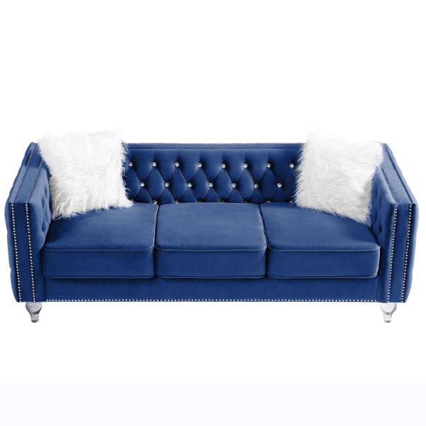 Crystal Tufted Sofa Bed with Pillows – Elegant & Comfortable