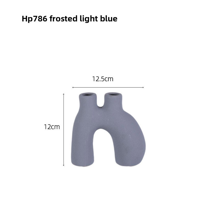 Nordic Wabi-Sabi Ceramic Vase – Matte Frosted Minimalist Decorative Ornament