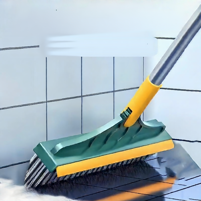 Bathroom Cleaning Brush with Scraper – Long Handle Floor & Tile Cleaner