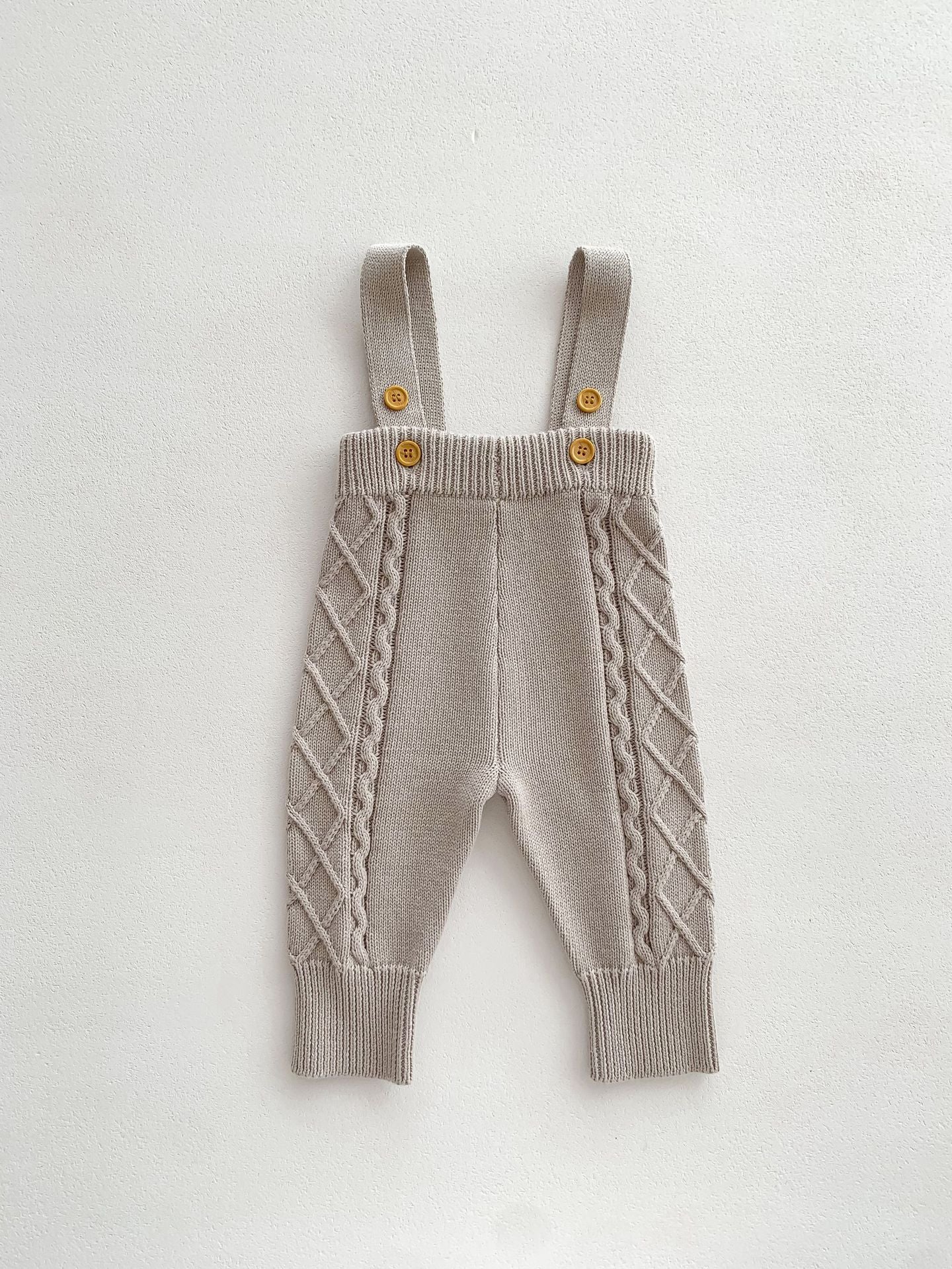 100% Cotton Baby Two-Piece Set – Korean Style Knit Sweater & Strap Pants Outfit
