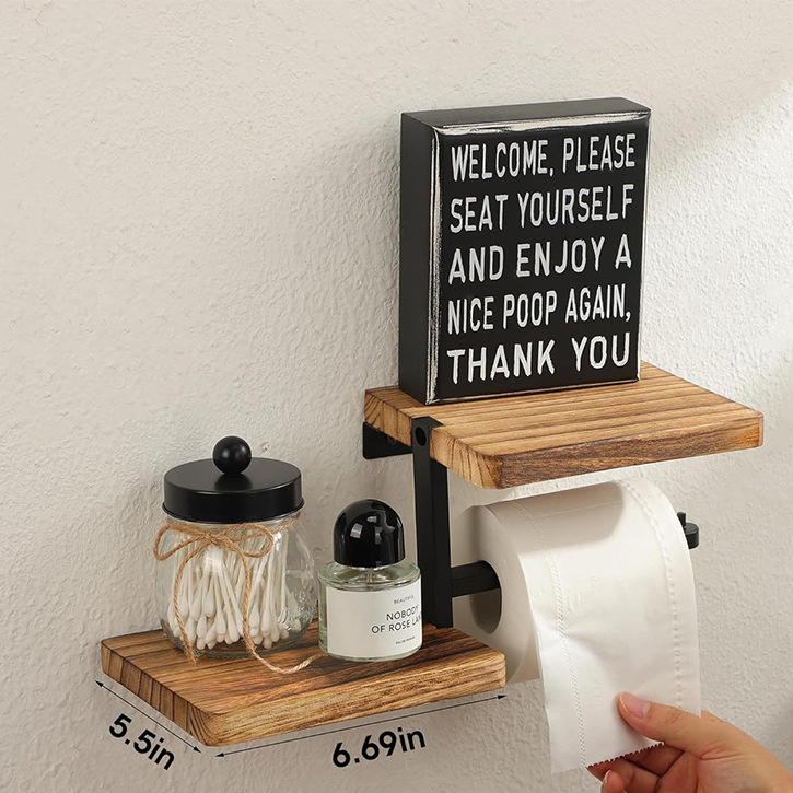 Foldable Wooden Wall Shelf – 3-Tier Storage Rack for Bathroom & Home