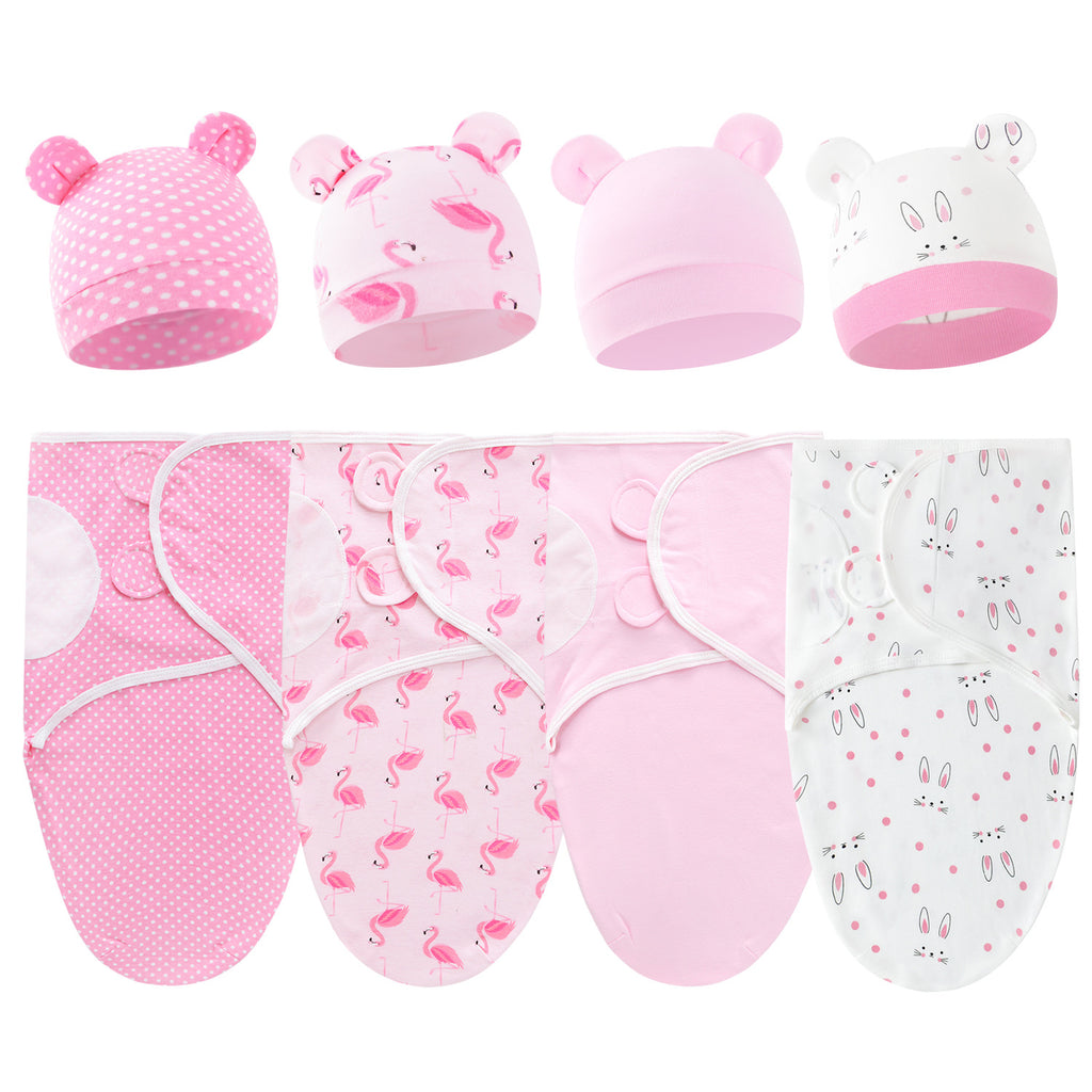 Pure Cotton Baby Swaddle Cocoon – Anti-Startle Newborn Sleep Wrap with Matching Hat
