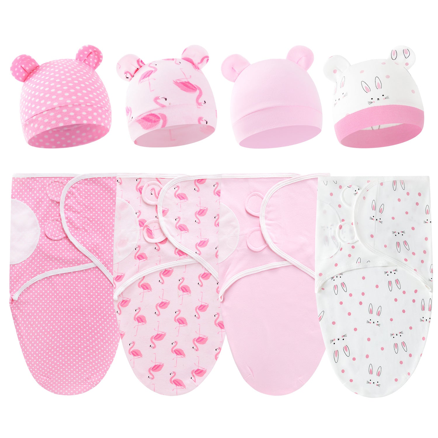 Pure Cotton Baby Swaddle Cocoon – Anti-Startle Newborn Sleep Wrap with Matching Hat