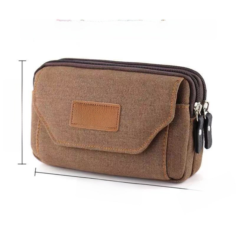 Multifunctional Canvas Waist Bag with Carabiner Clip