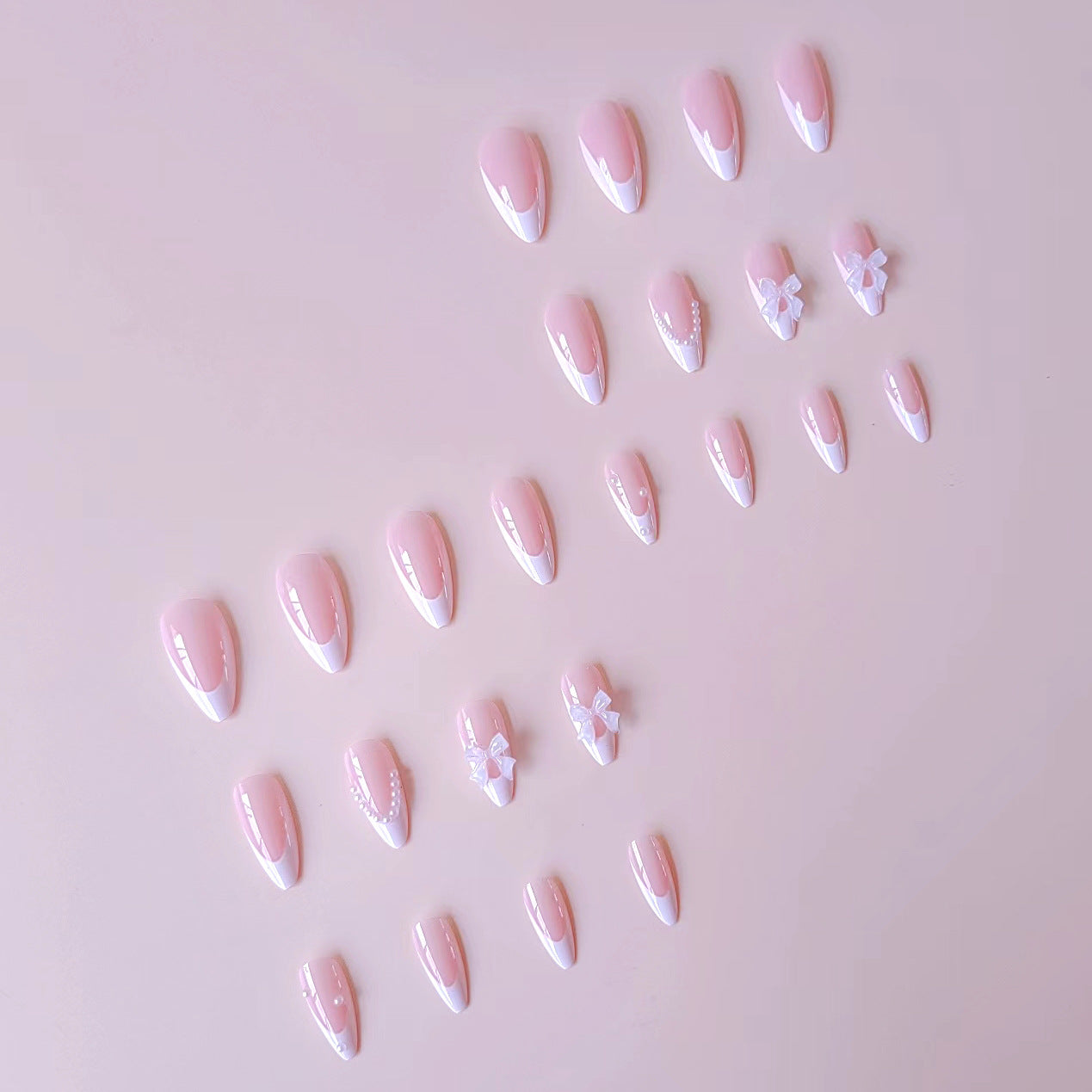 Acrylic Rhinestone Fake Nails with Adhesive