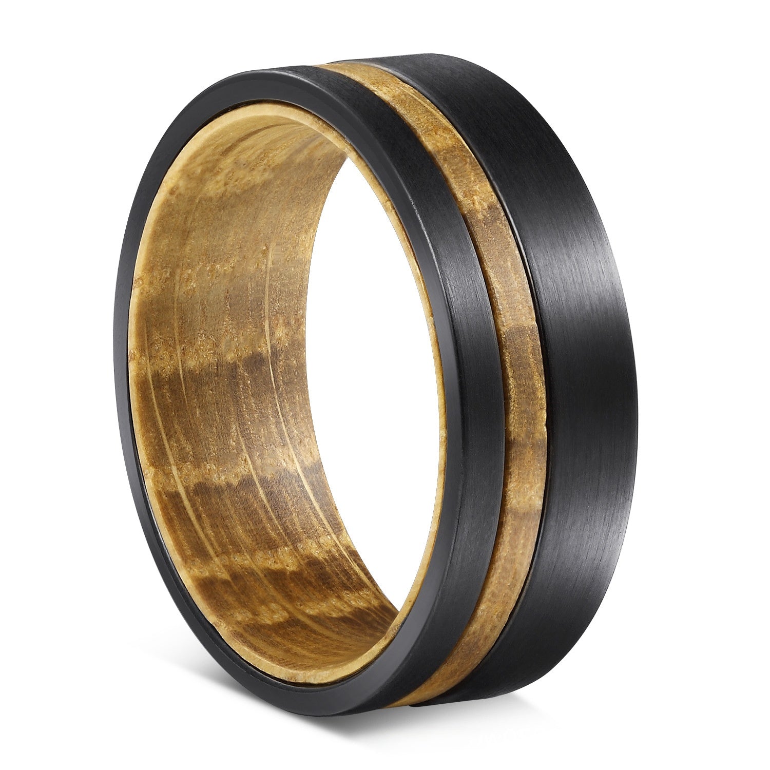 Men's Tungsten Steel Ring with Stone Inlay – Polished Durable Wedding or Fashion Band