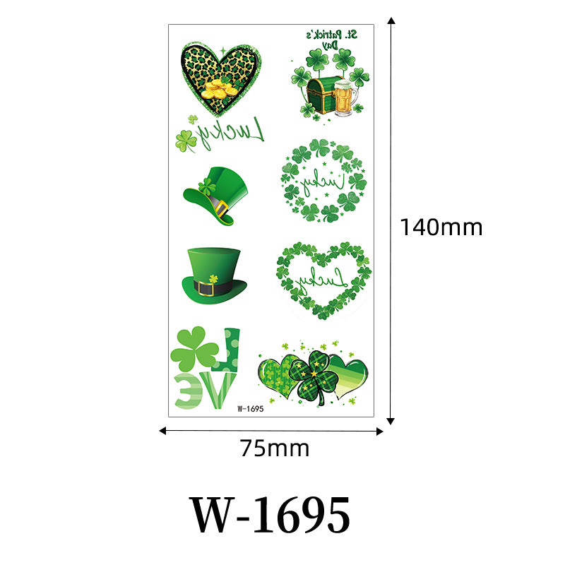 St. Patrick’s Day Clover Temporary Tattoo Stickers – Waterproof Holiday Body Art