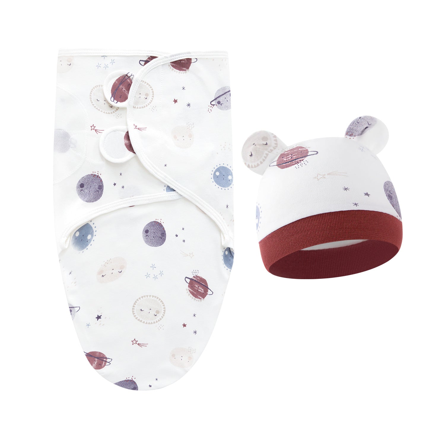 Pure Cotton Baby Swaddle Cocoon – Anti-Startle Newborn Sleep Wrap with Matching Hat