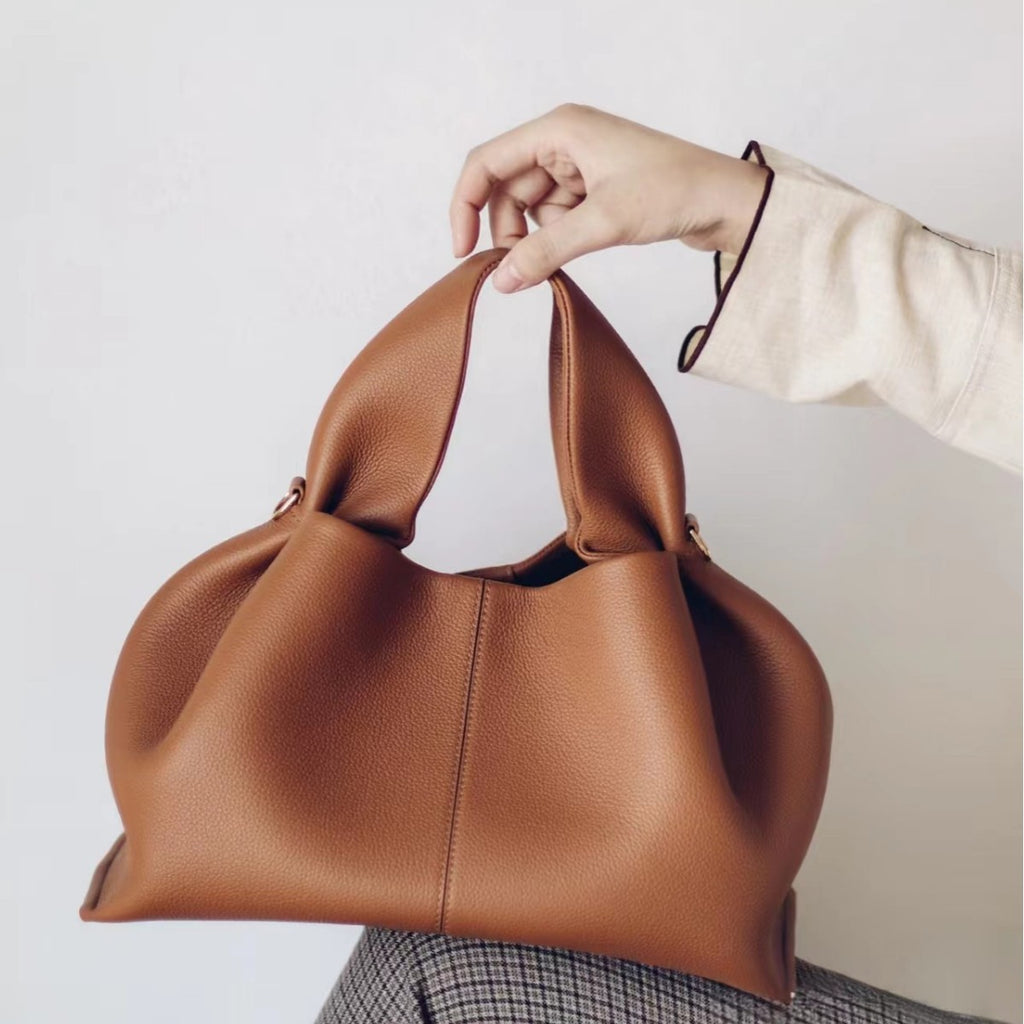 Genuine Leather Dumpling Cloud Bag – Versatile Crossbody & Shoulder Handbag