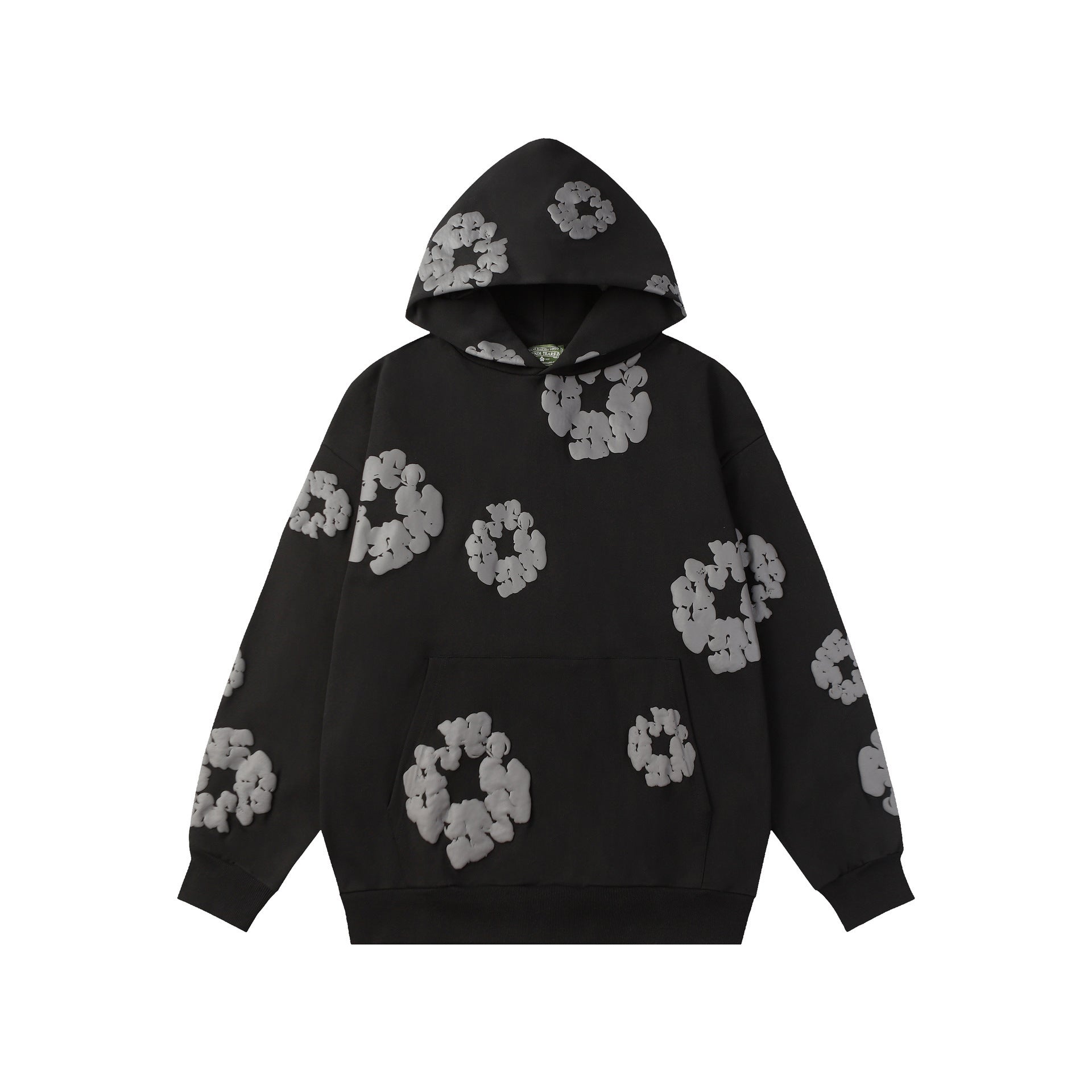 Hooded Sweatshirt – Fleece-Lined Pullover with Foam Print Design