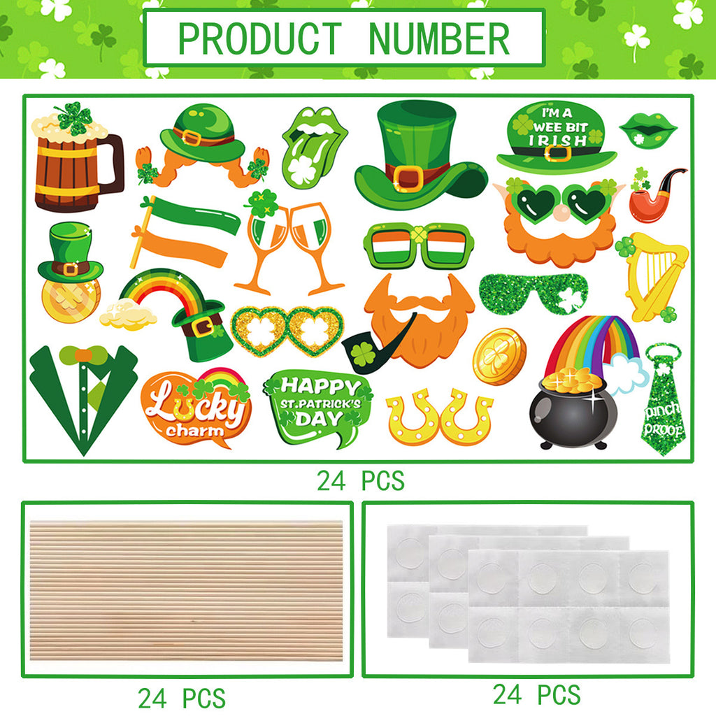St. Patrick’s Day Photo Booth Props – 24 Piece Party Photo Accessory Set Overview