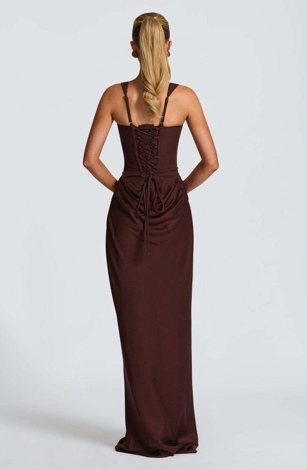 Slim Fit Fishbone Strap Bodycon Maxi Dress – High Waist Sleeveless Gown