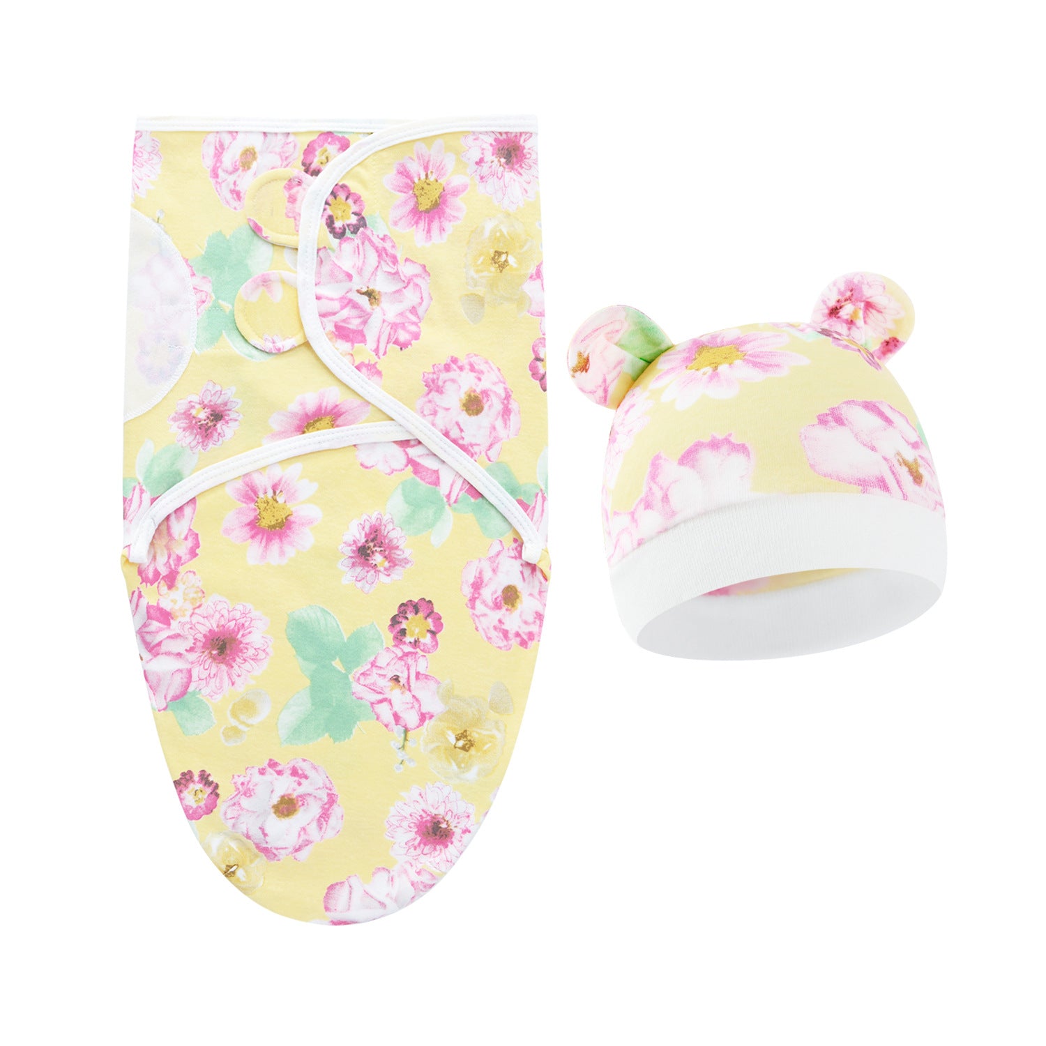 Pure Cotton Baby Swaddle Cocoon – Anti-Startle Newborn Sleep Wrap with Matching Hat