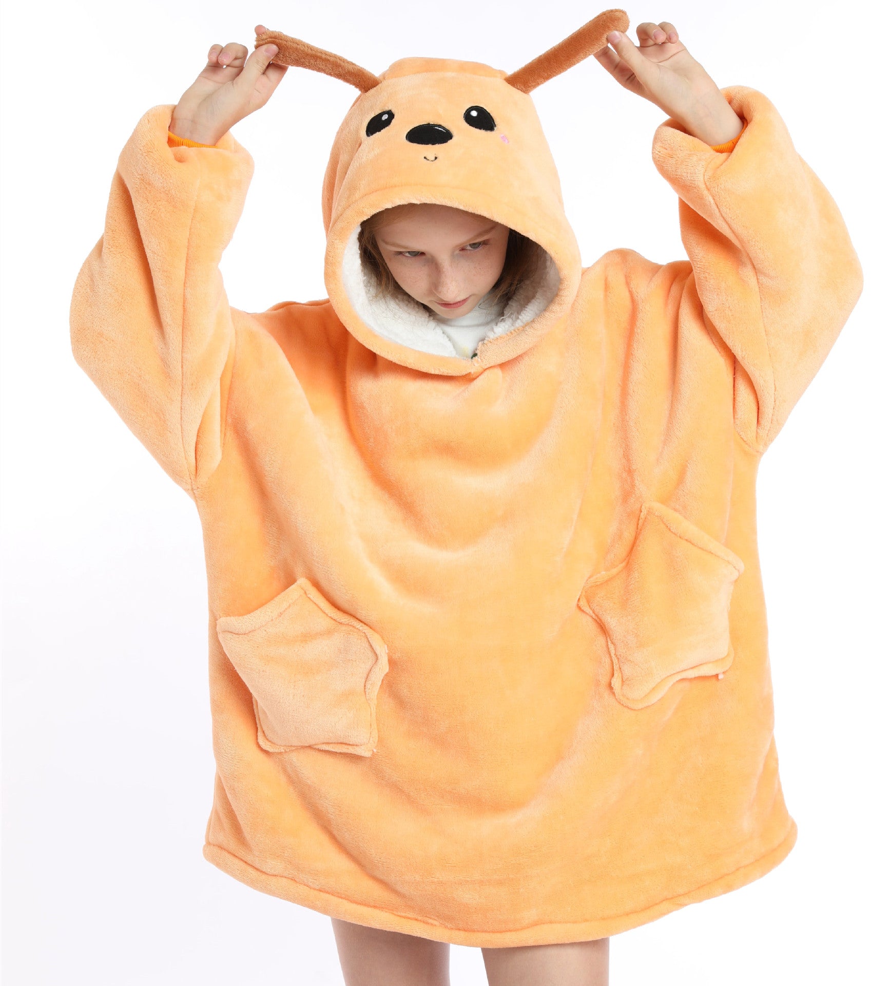 Kids Hooded Flannel Pajama Set – Thick Warm Cartoon Sleepwear (Unisex)