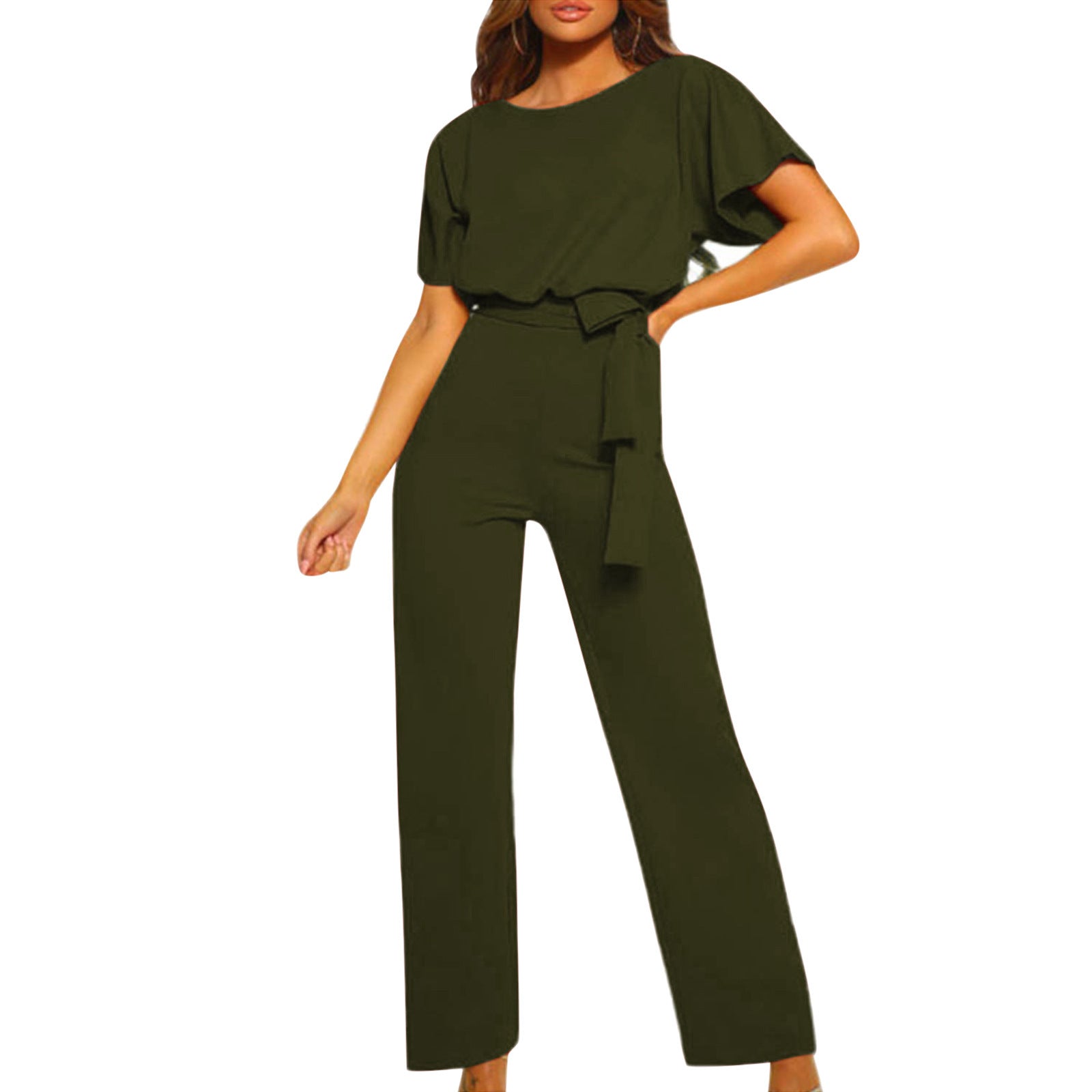 Slim-Fit High Waist Lace-Up Jumpsuit