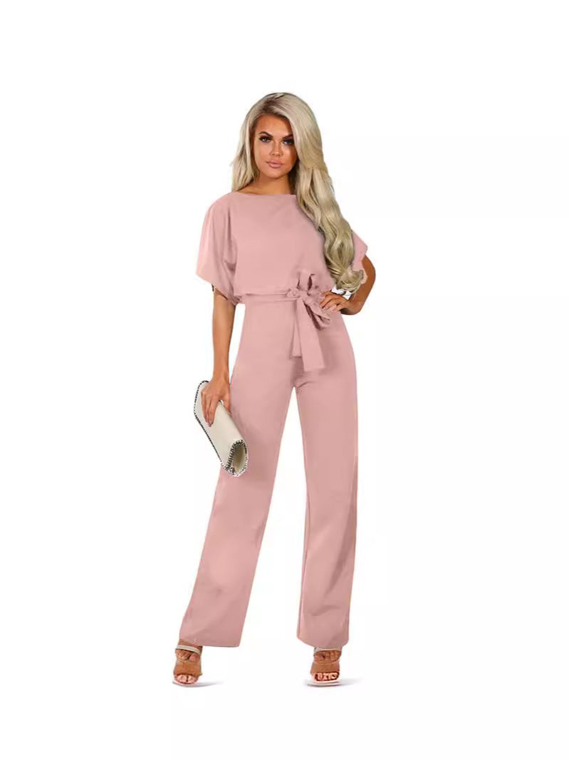 Slim-Fit High Waist Lace-Up Jumpsuit