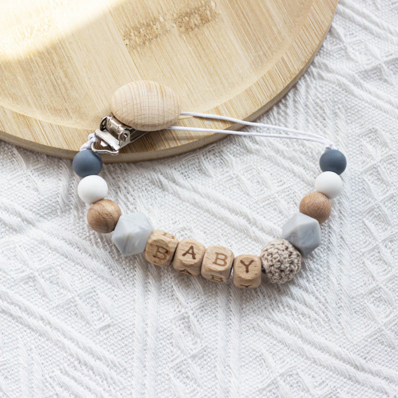 Nordic Pacifier Chain – Silicone & Beech Wood Baby Clip