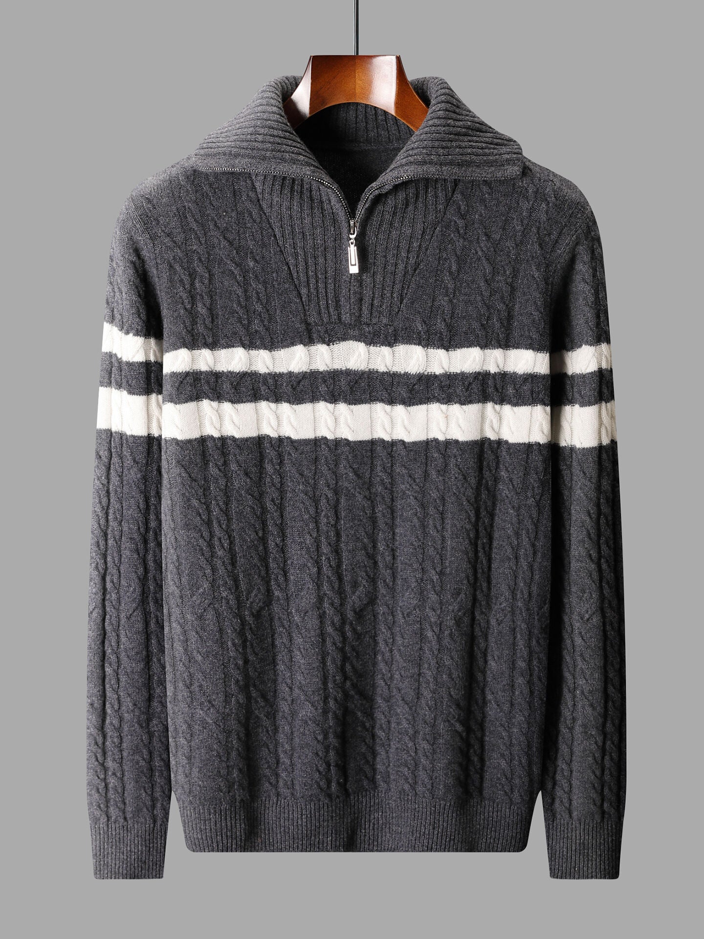 Premium Wool Turtleneck Sweater – Korean Style Loose Fit Jacquard Knit Pullover