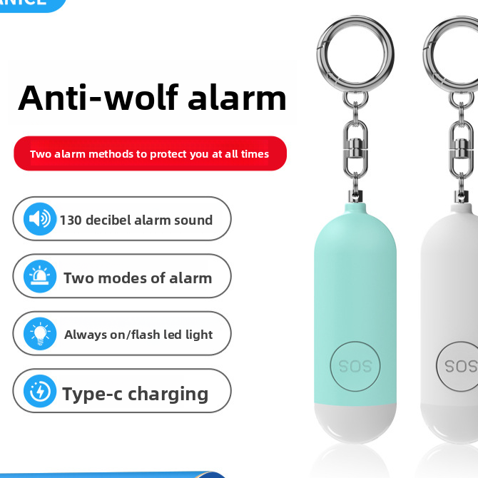 Personal Safety Alarm – Rechargeable Keychain Security Alarm with LED Light