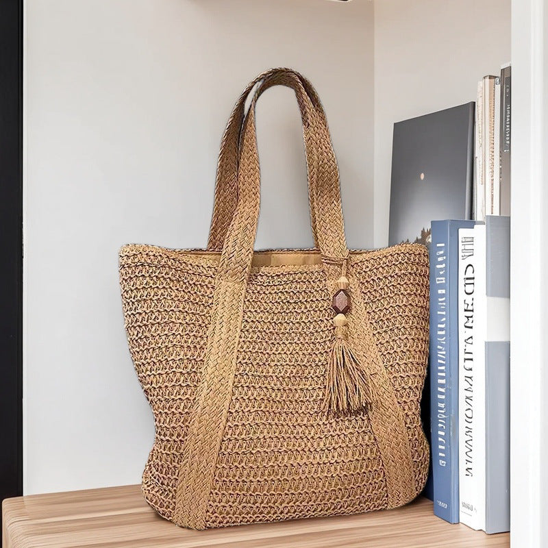 Woven Straw Tote Bag – Casual Everyday & Beach Shoulder Bag