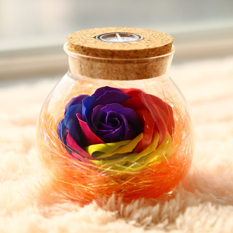Eternal Rose Glass Wishing Bottle with LED Lights