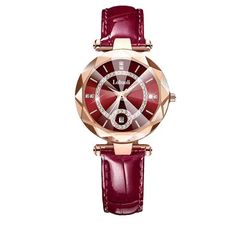 Ultra-Thin Quartz Women’s Watch with Dual Display – Elegant Round Dial Wristwatch