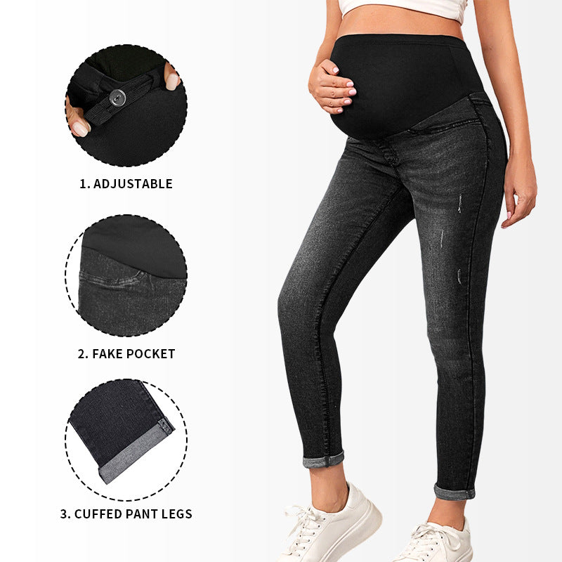 High-Waist Maternity Stretch Denim Jeans