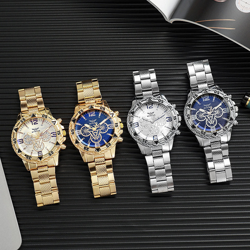 Men’s Quartz Watch – Mechanical-Style Dial Alloy Wristwatch