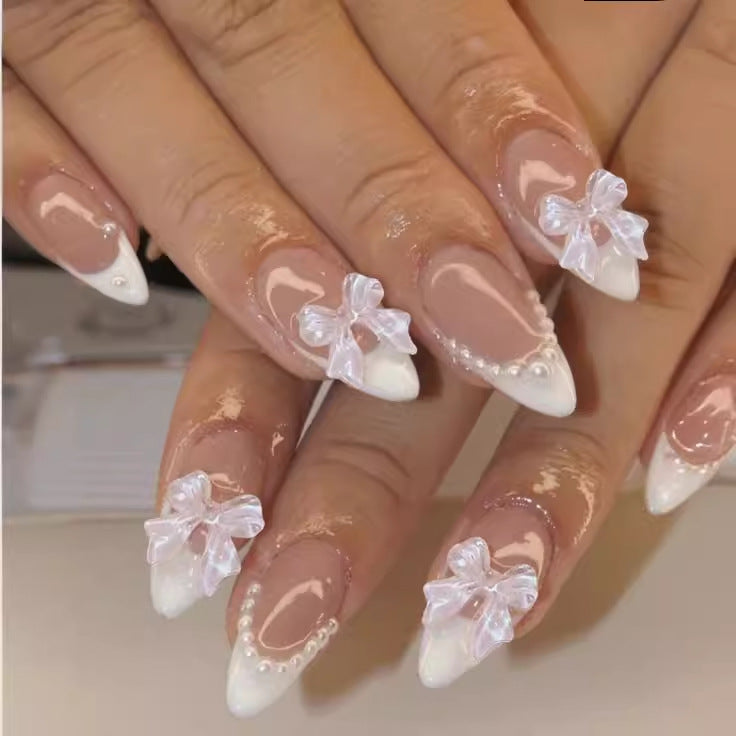 Acrylic Rhinestone Fake Nails with Adhesive