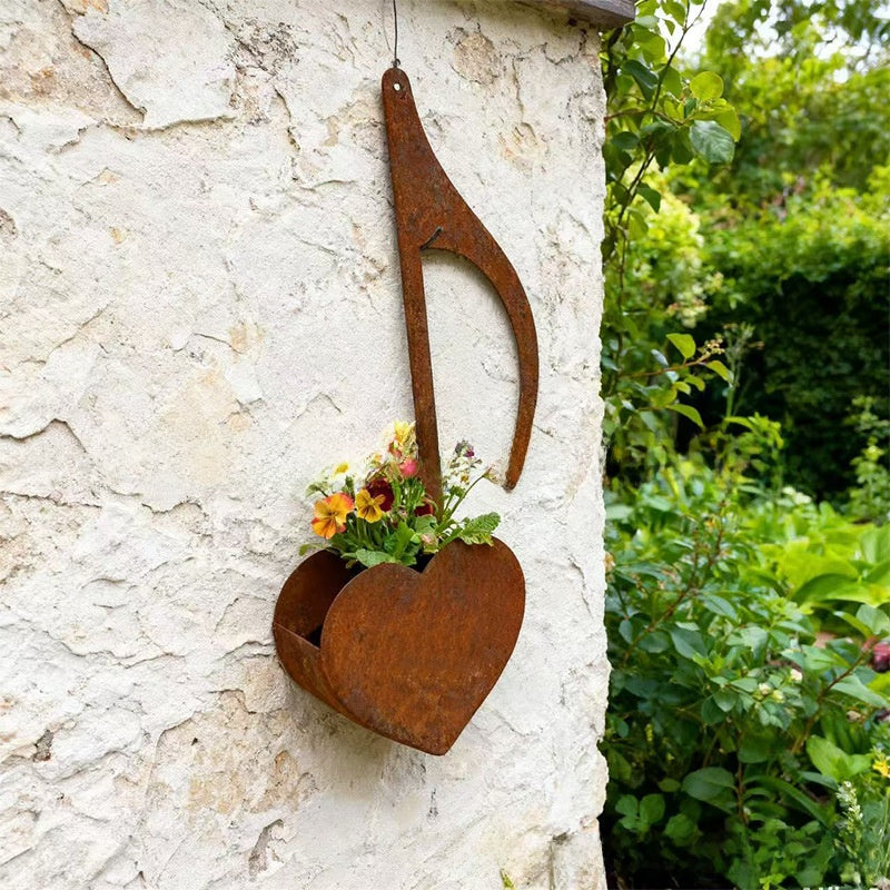 Heart-Shaped Wall Planter – Vintage Iron Hanging Flower Pot
