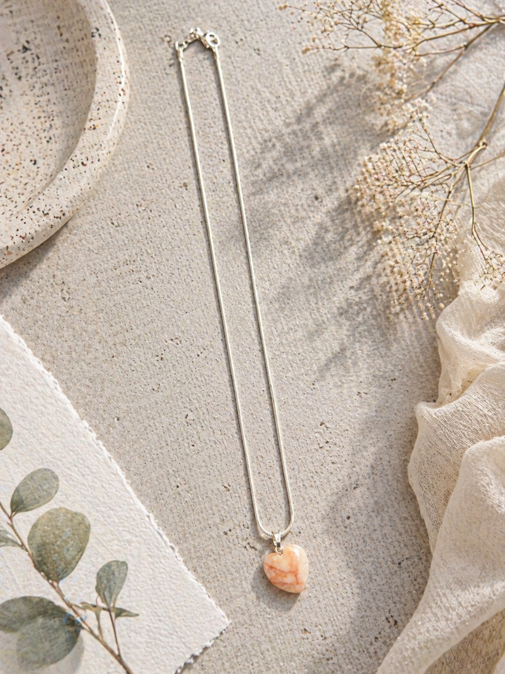 Peach Aventurine Heart Necklace – Confidence & Positivity Crystal Pendant