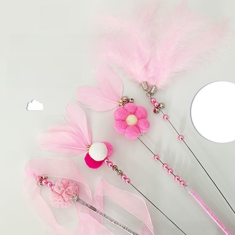 Interactive Cat Tease Stick Toy – Feather & Sound Paper Wand