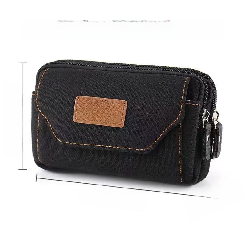 Multifunctional Canvas Waist Bag with Carabiner Clip