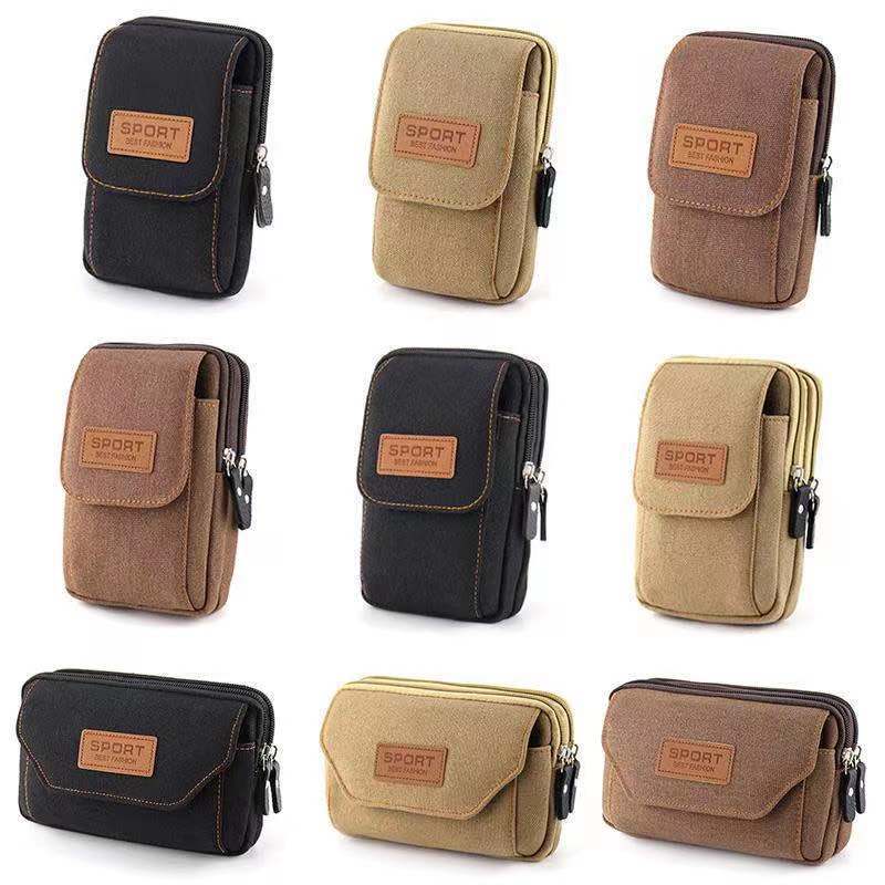 Multifunctional Canvas Waist Bag with Carabiner Clip